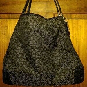 Coach Madison Phoebe Shoulder Bag in Op Art Pearlescent Black Fabric 27843